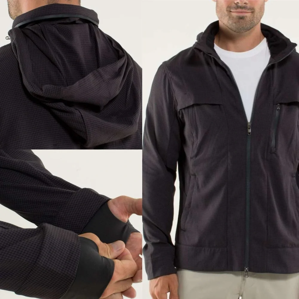 Lululemon Relay Jacket Men’s Large L Houndstooth Swift Mojave Packable‎ Hood